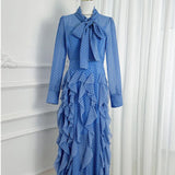 Industry French Court Stormy Fishtail Wave Shows Thin Lotus Leaf Side Dress Waist Scarf Scarf