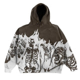 Zingj Millennium Wind Round Collar Skeleton Hoodie Couples Style 2023 Autumn And Winter New Long-Sleeved Skull