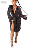 Aesthetic Cardigan Long Sleeve Midi Bandage Dress Money Pajamas Fall Clothes for Women 2023 Fashion Sexy Lounge