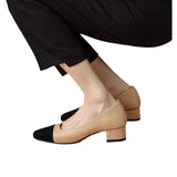 Color Small Fragrant Wind Square Head Thick Heel Single Shoes Women's Spring And Autumn 2025 French Heel Shoes With Light Mouthed Shoes French High Heel