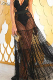 Swimwear Women Maxi Skirt See Through Polka Dot Pleated Retro Swimsuit Bikini Cover Up Elastic Waist Bathing