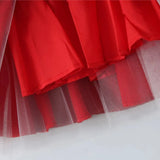 Red Satin Corset Style Tulle Strap Mini Dress- Outfit