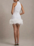 Women's New Sexy Sleeveless Body Shiny Plush Dress Dress Dress Glie