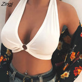 Women Sexy Halter Bandage Crop Tops Wrap Deep V Neck Cut Out Active Bustier Bra Cami Camisole