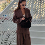 Women's INS Burst Fashion With Belt Loose Casual Suit Jacket + Trousers