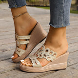Slope And Cool Slippers Women's Spring And Summer Color Diamond Gentle Muller Shoes Rounded Toe Wearing Large-Size