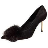 Marinade Hair High Heel Female Fine Heel Sexy 2025 New Autumn And Winter Temperament Professional Single Shoes Are Not