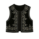 And Winter New Bead Embroidered Velvet Vest