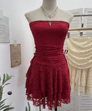 Shooting Retro Lace Spell To Receive Waist-Meared Tective Dress Sexy Collared Cake Dress Small Man Short Dress