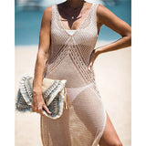 And Summer New Beach Hoodie Solid Color Open Fork Sling Shirt Bikini Long Beach Dress Women's