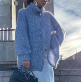 Zingj Autumn And Winter New Advanced Temperament Small Fragrant Wind Comfortable Sequin V Neck Sweater-Outfit