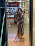 Summer New Women Loose Striped Dress Fashion Ladies Womens Casual Office Cotton Dresses Woman Tshirt Print Long