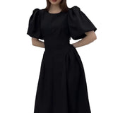 Women's Clothing 2025 Autumn New Bubble Sleeve With Fashion Temperament Dress Dress