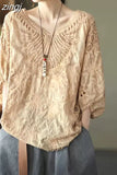 Embroidery Summer Blouse 2023 Loose Butterfly Bat Sleeve Lace Shirt Woman Hollow Solid Fashion Women Blouses Tops