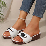 Belt Buckle Bottom One-Word Slippers Female Slope And Rivet Fish Mouth Slope And Beach Cold