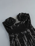Autumn And Winter New Sexy Hottie Dress Body Squint Flowers Ass Banquet Breast-Scaring