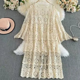 Wind With Thin Crochet Crocheted Cardigan Women's Holiday Wind Wearing Shawl Coat Long Sunscreen