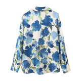 Women's Long-Sleeved Loose Casual Silk-Sense Tidly Shirt