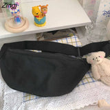 Bags Women Simple Harajuku All-match Canvas Students Fanny Pack Ulzzang Hip-pop Fashion Portable Money Phone Pouch