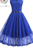 Vintage Lace Dress Women Elegant Party Sexy Night Club Dresses V Neck Sleeveless Work A-Line Swing Office