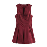 Summer Fashion Temperament Wide Swing Bow Trim Sleeveless Dress Dress Woman