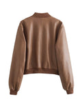 Street Short Dress 2025 Autumn Collar Locomotive Bomber Jacket Women's Top