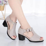 Sandals Women 2025 Summer New Roman Wind Fish Mouth Exposed Coarse Women's Shoes Middle-Year-Old Mother