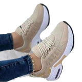 Spring And Autumn New Large-Size Casual Single-Shoe Women Flying Weave Slope And Front Lace Mesh Breathable Women's