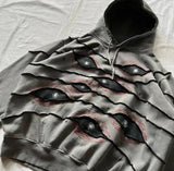 Demon Eye Series Cotton Hood 90S Vintage Printed T-Shirt