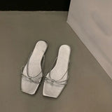 Flat-Bottomed Flip-Flop Fairy Shoes Wear 2025 New Summer Beach Cool Drag Silver Cool