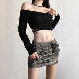Zingj New Summer Sexy Hot Girl Style Small Personality Street Design Sense Show Thin Slim Rose Short Skirt Woman-Outfit