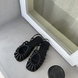 New Woven Sandals Women's Summer Ins Wind Small Retro Hollow Bao Head Roman Flat