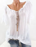 Solid Color Summer Women's Off-shoulder Short-sleeved