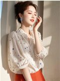Light Luxury Loose Half-Sleeved Polo Collar Shirt Female Design Sense Of Small Spring And Autumn Single Special To Super Good-Looking