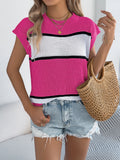 Shooting 2025 Spring And Summer Crash Strip Casual Loose Knitted Jersey Holiday Tops Women's
