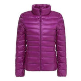 Large Size Plus Fat Down Jacket Female Light Korean Version Fashion Standing Collar Short Fat MM White Duck Down Coat Tide-Outfit