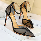 Shoes 2022 Spring Women Pumps High Heels Black Sexy Party Shoes Mesh Hollow Stiletto Heels Sandals Ladies Shoes Size