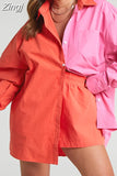 with Shirt Set Casual Green Long Sleeve Top Two-piece Suit Female Oversize Loose Summer Two Piece Set Women