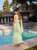 Women's Solid Color Chiffon Ribbon Dress With Chest-Scared Fashion Sleeveless Women