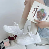 New Board Shoes Korean Version Of The Hong Kong Style Retro White Tie With Thick-Soled College Wind Sports Small White Shoes