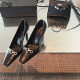 Designer Sexy Lady Fashion Women Shoes Black Patent Leather Pointy Toe High Heels Pumps Party