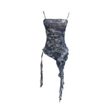 Sling Sleeve Vest Women Wearing Slimming Net Yarn Irregular Ribbon Sleeveless Top