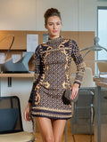 French Retro High-End Dress 2025 New Fashion Heavy Industry Design Waist Thin Print Beads