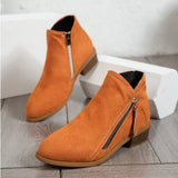 Velvet Side Zipper Martin Boots Women Coarse And Short-Trace Thin Nude Boots