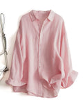 New Women's Spring And Summer Comfortable Cotton Long Sleeve Sunscreen Shirt Thin Loose Air-Conditioning Shirt Casual Shirt