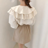Spring Korean Office Shirt Long Sleeve Women Embroidered Casual Elegant Tops Hollow Bow Tie Sweet Shirt Chic Solid