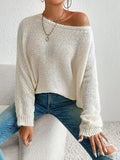 Fashion Sexy Hollow Knitted Sweater Collared Bat Shirt