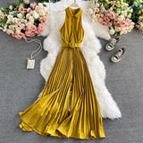 Women's Romper Spring Autumn 2023 Turn-Down Collar Sleeveless Vintage Playsuits Female Off Shoulder Pleated Jumpsuit New