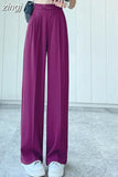 Women Wide Leg Pants Spring Fashion Women's Pants Thin High Waisted Straight Casual Trousers Female Clothing Black