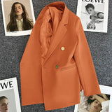 Zingj Suit Jacket Female 2024 Spring And Autumn Double-Breasted Green Suit Temperament Show Thin Web Celebrity Fried Street Clothes